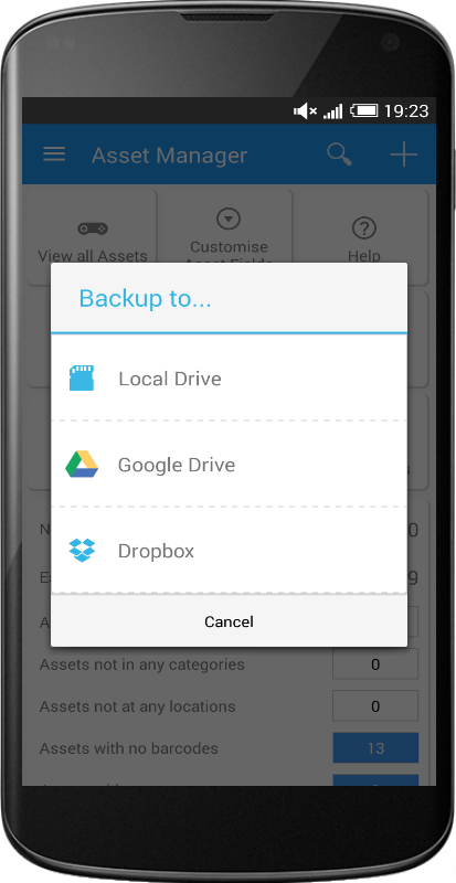 Asset Manager feature image showing screen to backup and restore data