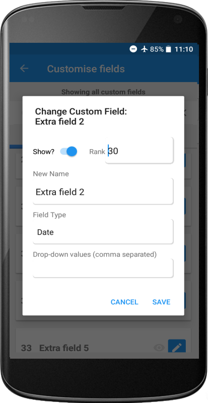 Asset Manager feature image showing screen to customise fields