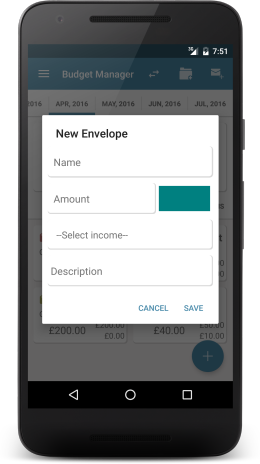 Budget Manager feature image showing the quick envelope setup screen